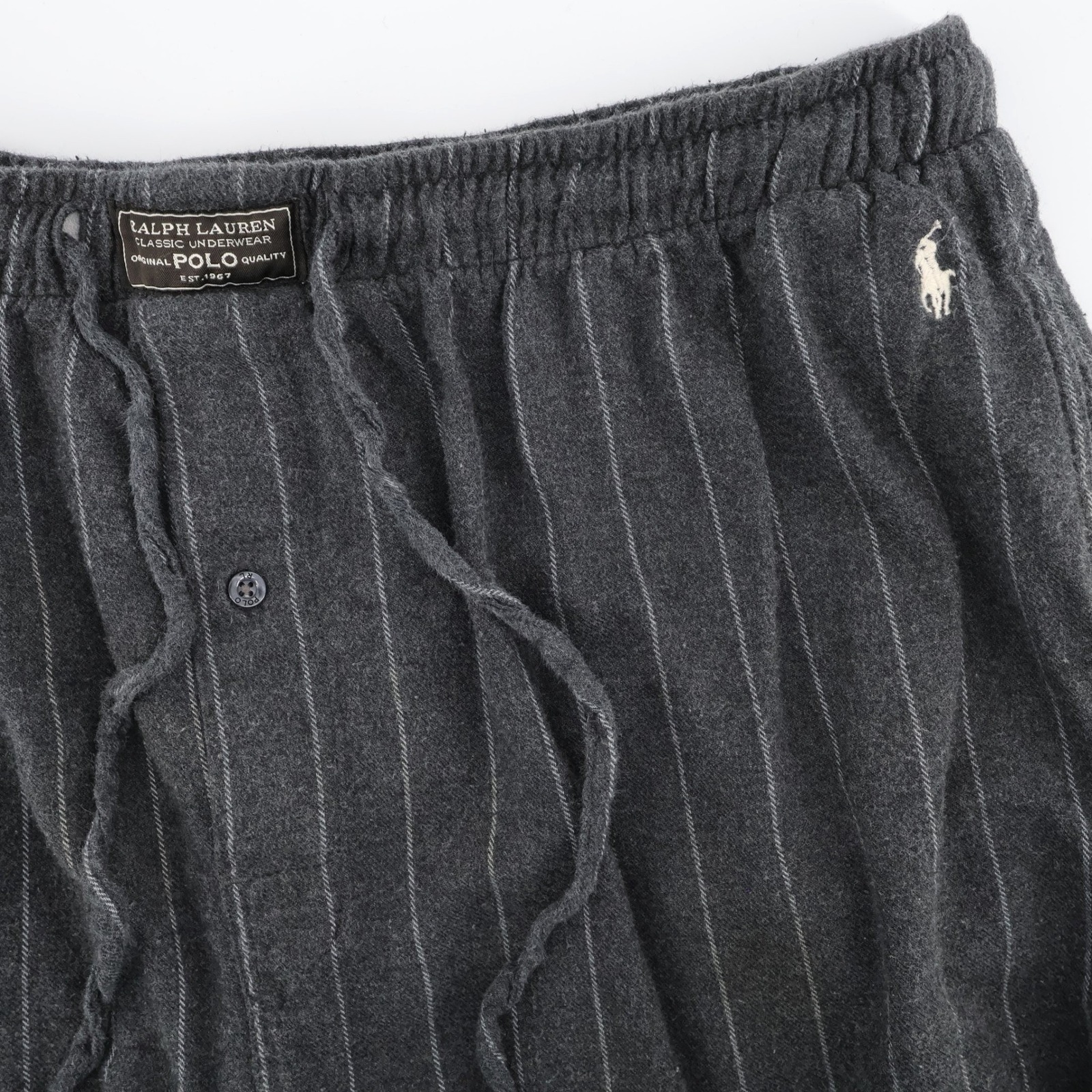 Polo Ralph Lauren Pinstripe Flannel Pajama Pants Grey Mens Xl Inseam 30"